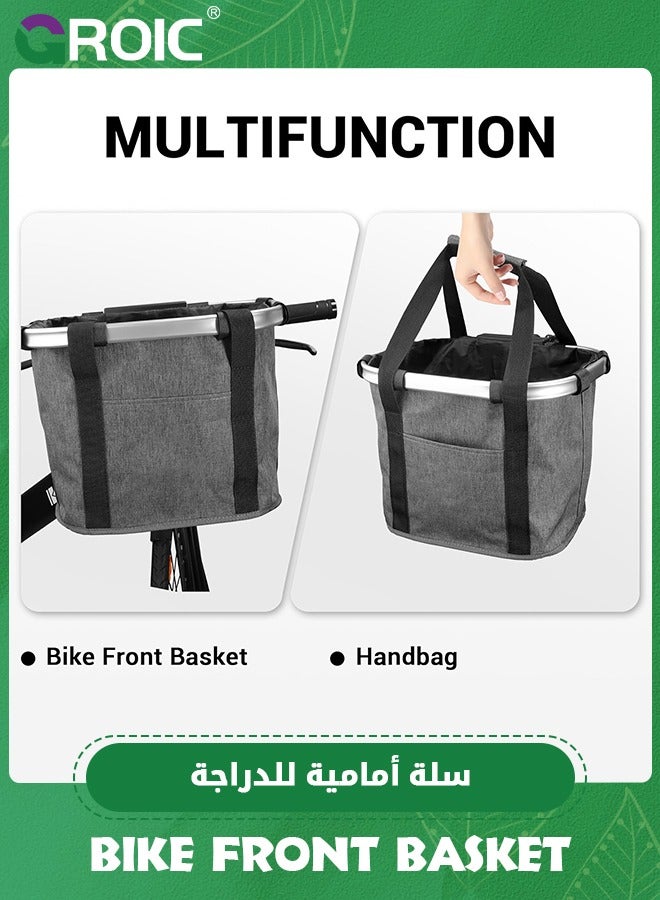 Folding Bike Front Basket with PU Liner Bag/with Quick Release Design Bicycle Frame Basket Removable Front Bag/Rear Hanging Cargo Rack/Dog Bike Baske Bearing 66 lbs / 11 lbs Rainproof