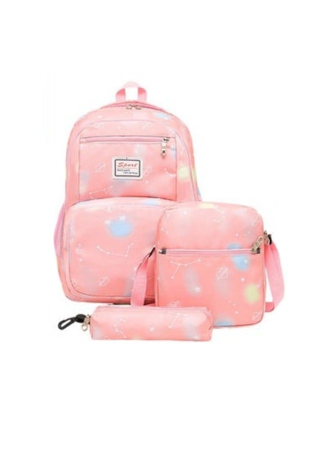 3-Piece Waterproof Printed Backpacks Shoulder Bag Pencil Bag