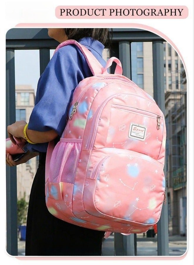 3-Piece Waterproof Printed Backpacks Shoulder Bag Pencil Bag