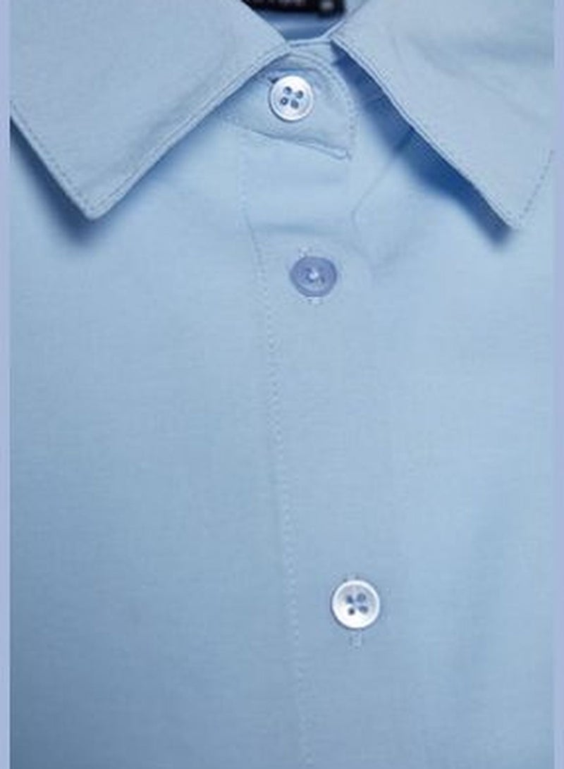 Light Blue Rib Detailed Shirt TWOAW24GO00152