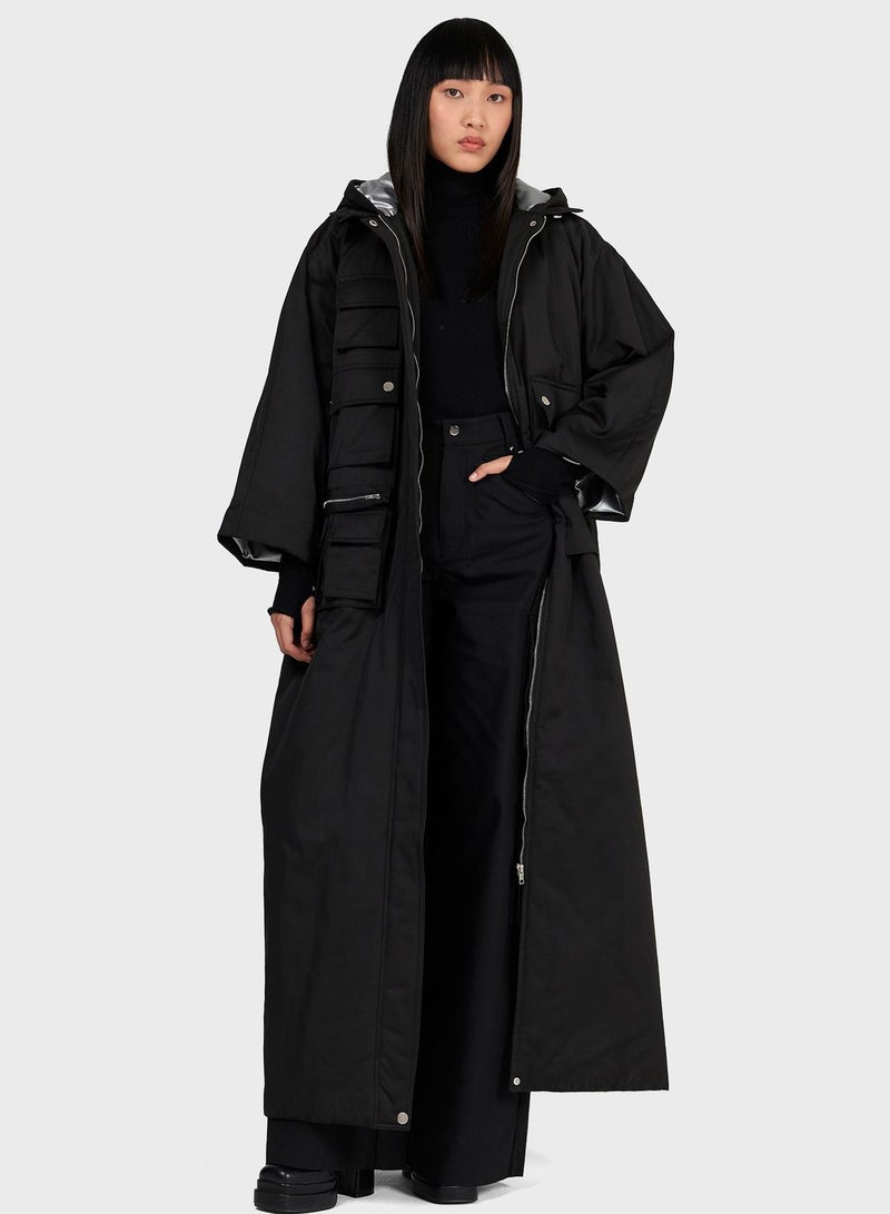 Hooded Colour Contrast Coat