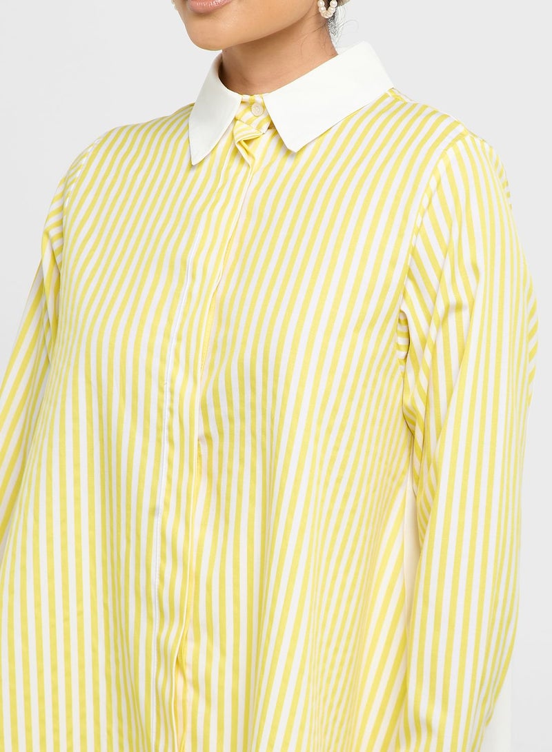 Stripe Detail Button Down Shirt Dress