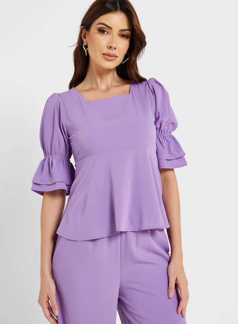 Puff Sleeve Ruched Top