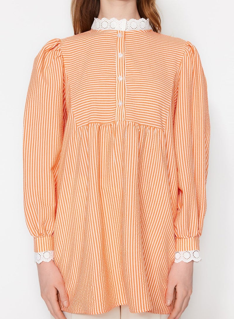 Striped Balloon Sleeve Tunic