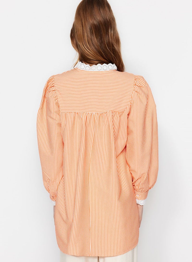 Striped Balloon Sleeve Tunic