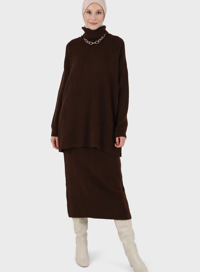 Turtle Neck Knitted Tunic