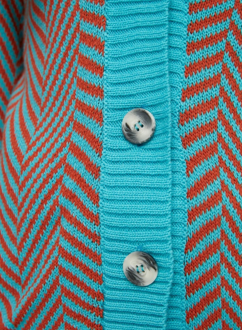 V-Neck Contrast Detail Cardigan