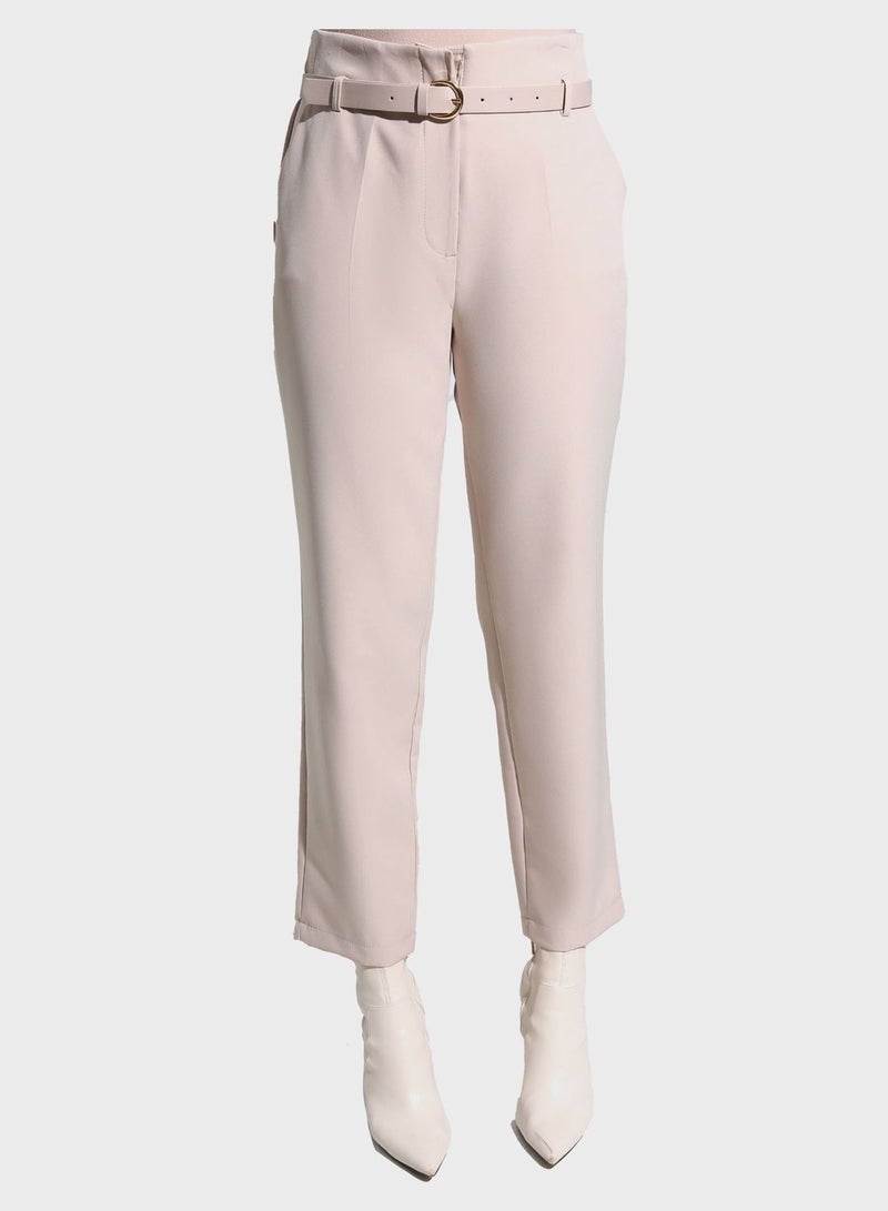 Belted High Waist Pants