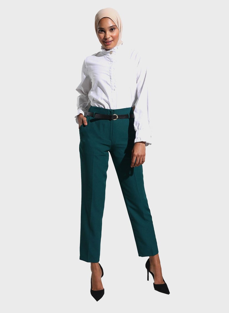 Belted High Waist Pants