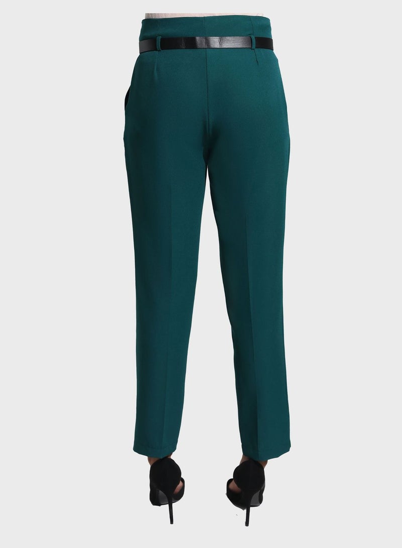 Belted High Waist Pants