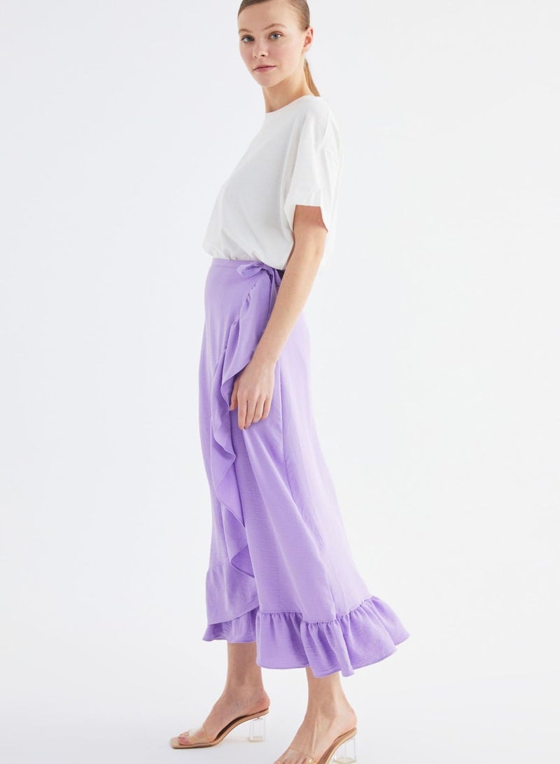 Ruffle Detail Midi Skirt