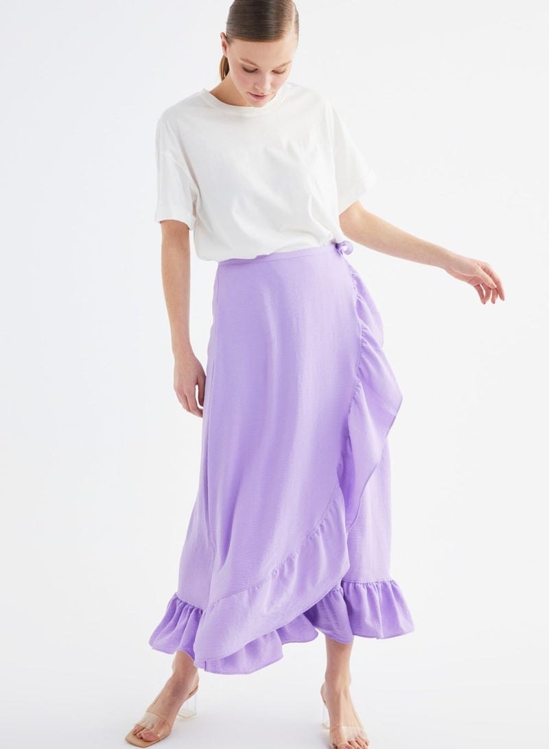 Ruffle Detail Midi Skirt