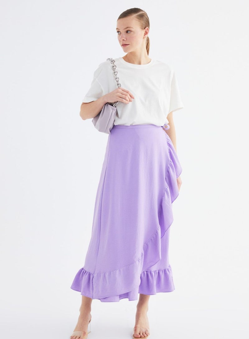 Ruffle Detail Midi Skirt