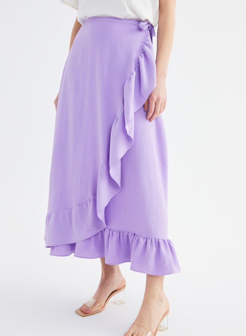 Ruffle Detail Midi Skirt