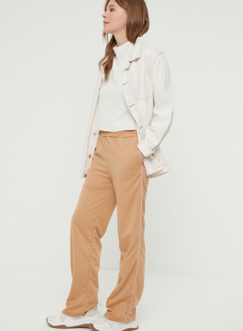 Piping Detail Wide Leg Pants