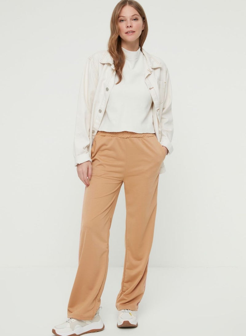 Piping Detail Wide Leg Pants