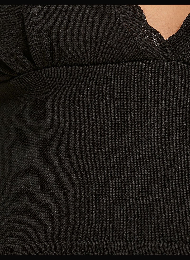 Melis Ağazat X Koton - Spaghetti Strap V Neck Knit Tank Top