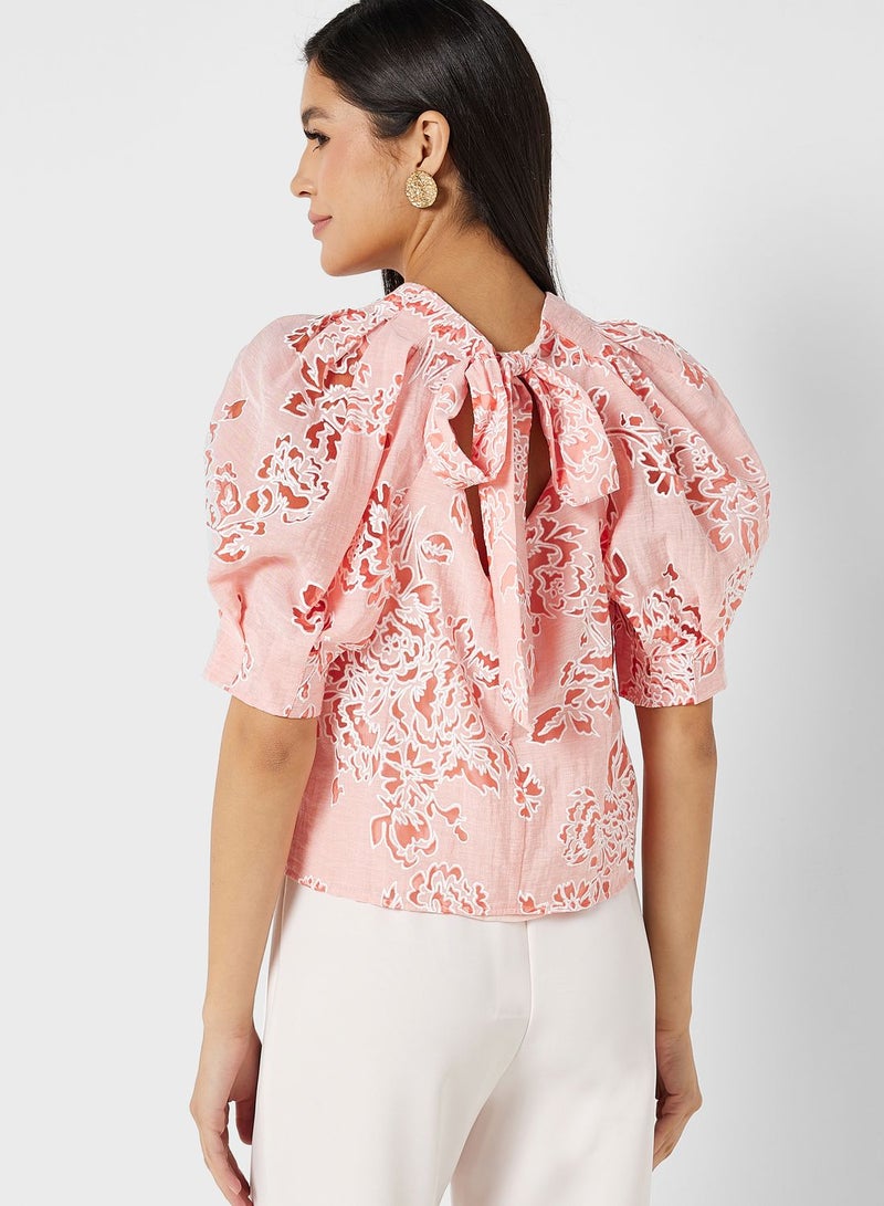 Puff Sleeve Embroidered Top