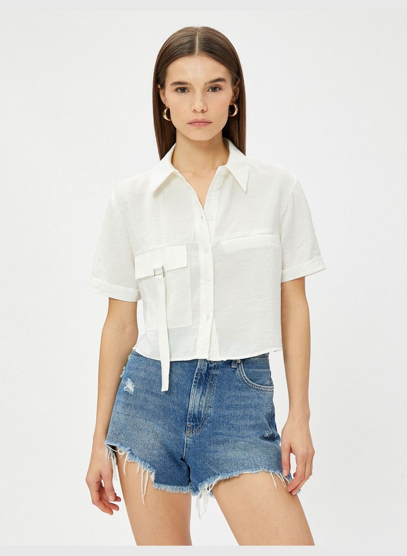 Modal Mix Pocket Crop Shirt