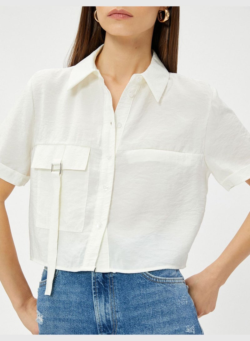 Modal Mix Pocket Crop Shirt