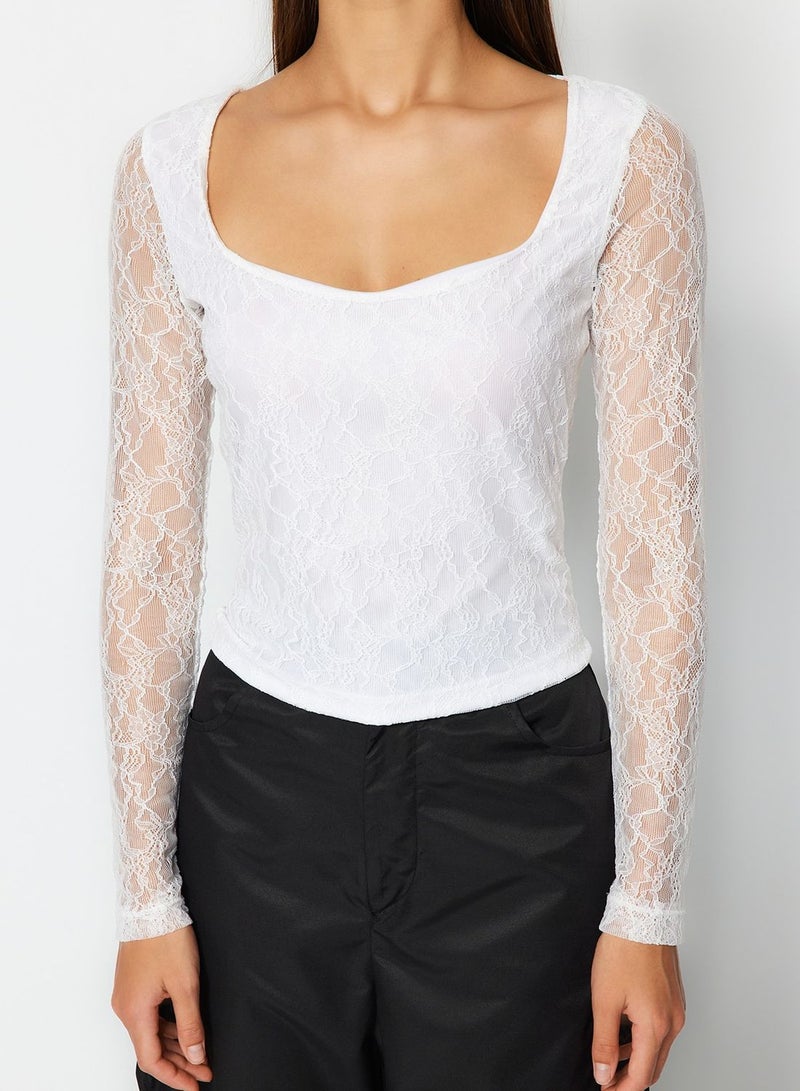 Square Neck Knitted Top