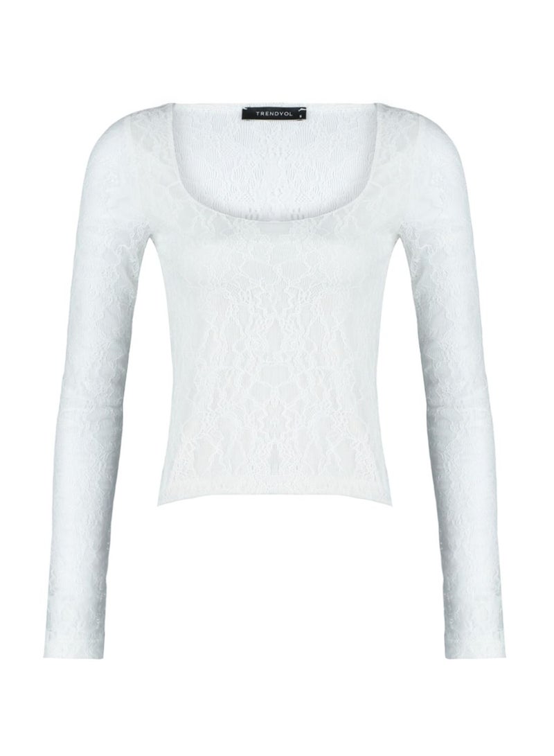 Square Neck Knitted Top