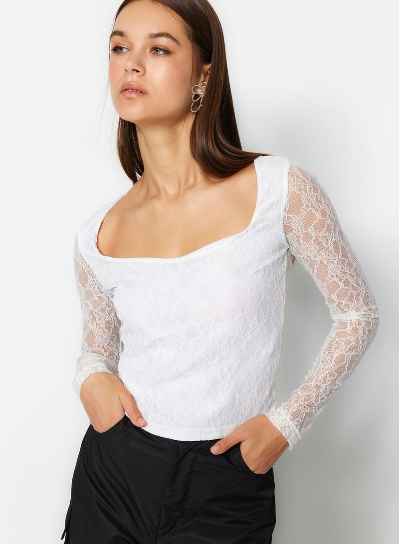 Square Neck Knitted Top