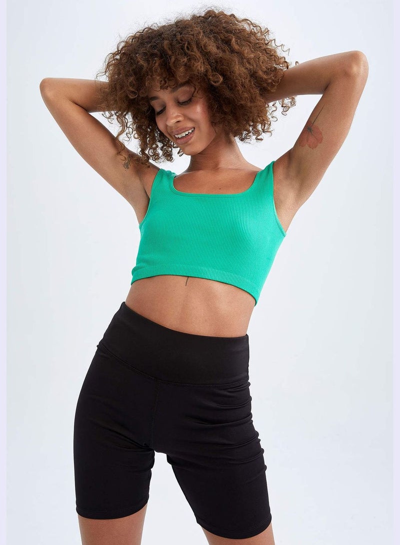 Crew Neck Strappy Sports Bra