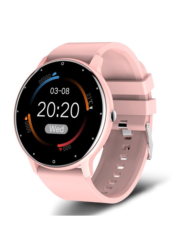 Smart Watch 1.28 inch Full Touch Screen Sport Tracker Watch Waterproof Bluetooth Silicone Strap Pink for Women