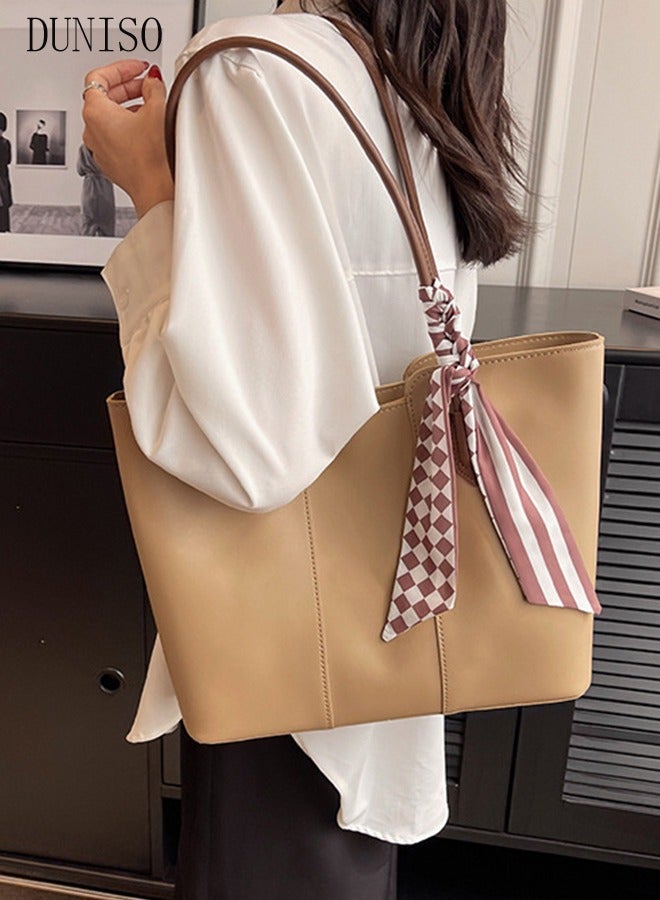 Women's Shoulder Tote Bag Faux Leather Handbag for Women Large Capacity Messenger Fashionable Travel Shoulder Bag for Ladies Girls College Students