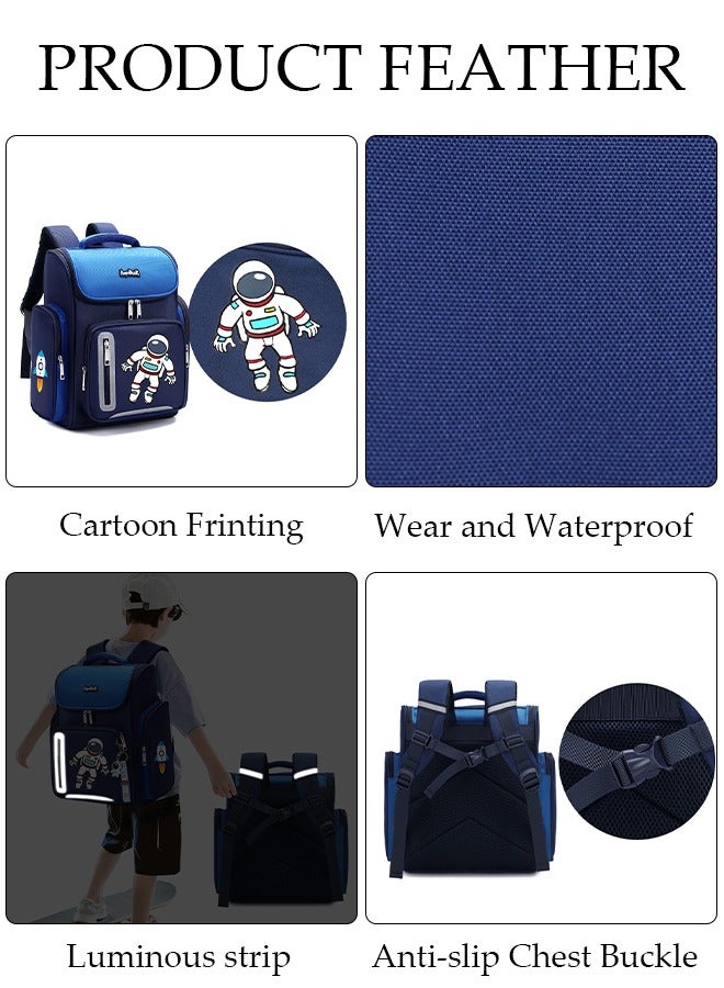 Boy's School Backpack with Pencil Case Waterproof Book Bag with Compartments for Teen Boy Kid Students Elementary School Kids' School Bag With Large Capacity
