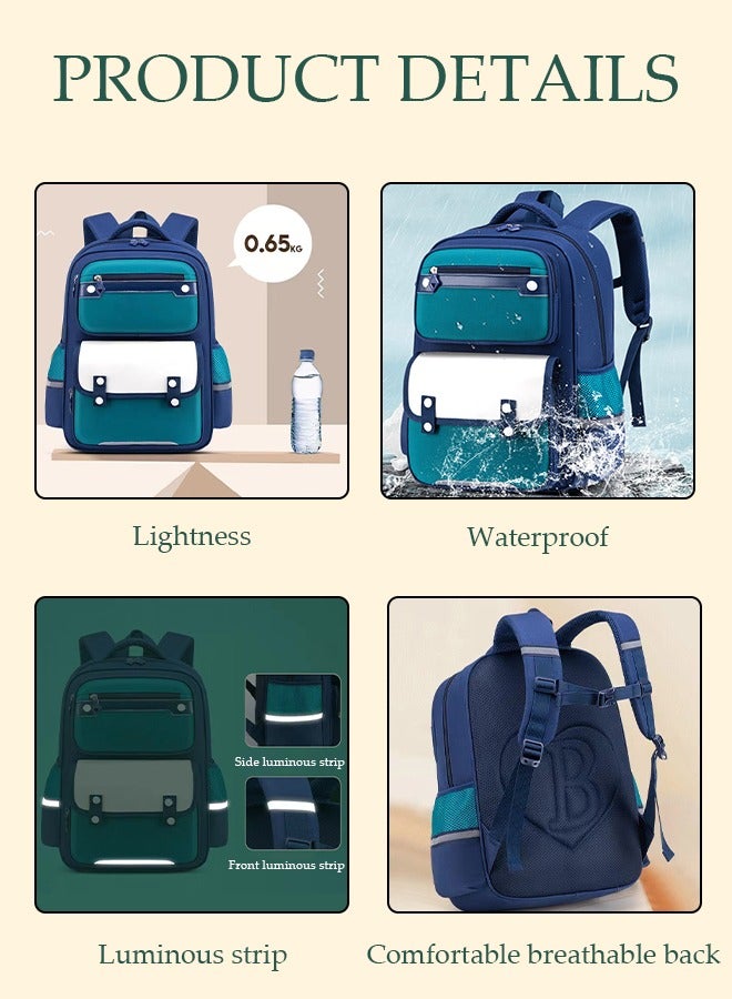 Boy's School Backpack Waterproof Book Bag with Compartments for Teen Boy Kid Students Elementary School Kids' School Bag with Large Capacity