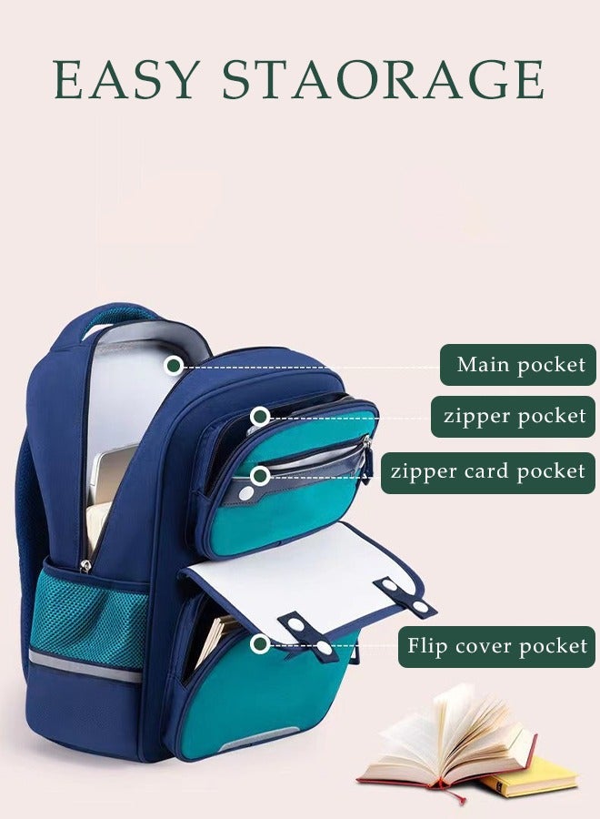 Boy's School Backpack Waterproof Book Bag with Compartments for Teen Boy Kid Students Elementary School Kids' School Bag with Large Capacity