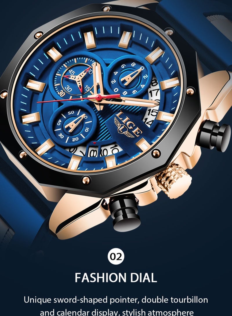 Men's Newest Wristwatch Fashion Chronograph Waterproof Sports Watch with a Box
