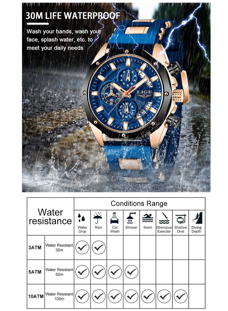 Men's Newest Wristwatch Fashion Chronograph Waterproof Sports Watch with a Box