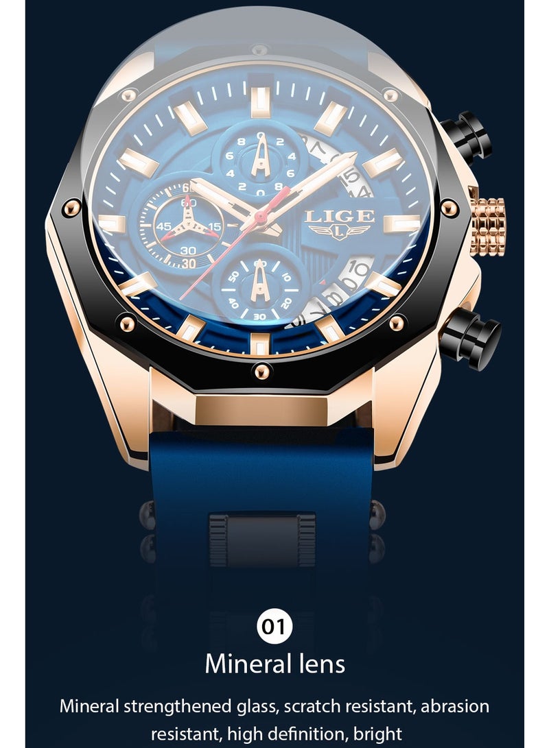 Men's Newest Wristwatch Fashion Chronograph Waterproof Sports Watch with a Box