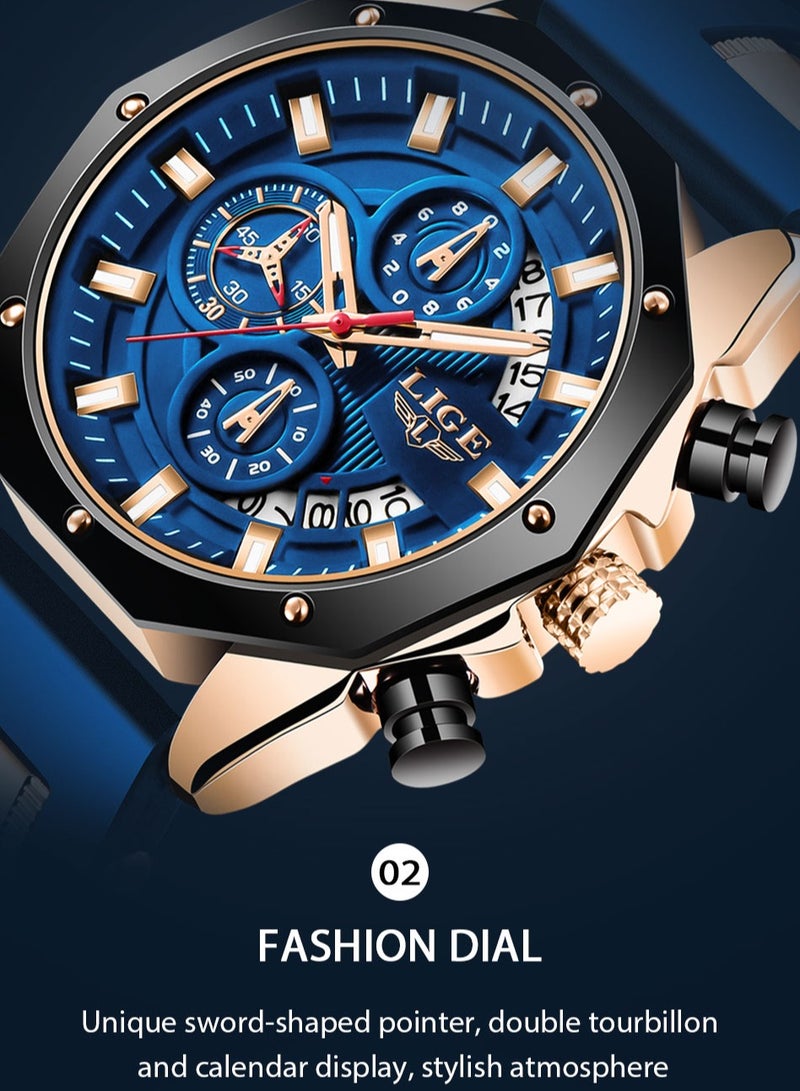 Men's Newest Wristwatch Fashion Chronograph Waterproof Sports Watches with a Box
