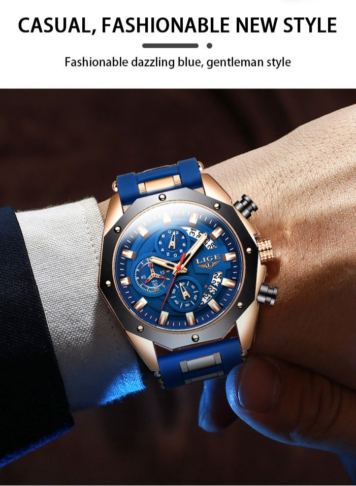 Men's Newest Wristwatch Fashion Chronograph Waterproof Sports Watches with a Box