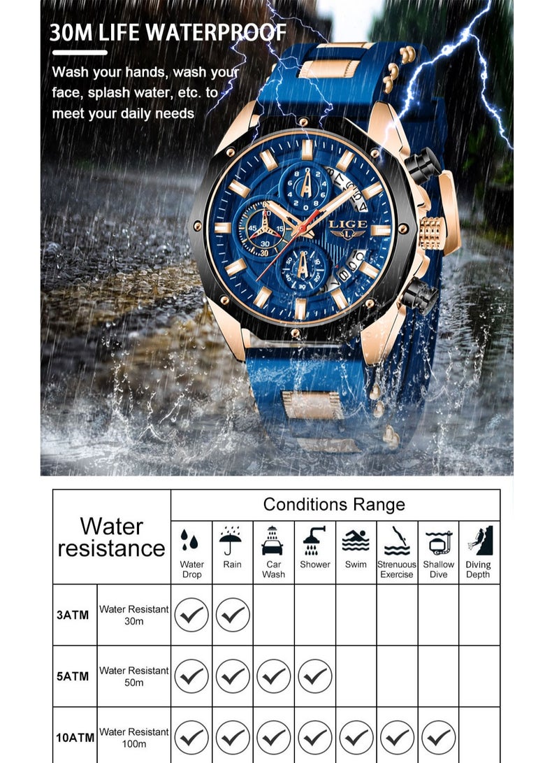 Men's Newest Wristwatch Fashion Chronograph Waterproof Sports Watches with a Box