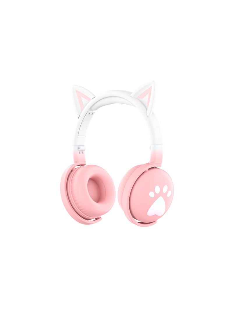 KE-28 Headphone Cute Computer Gaming Over Ear Wireless Headphones Bluetooth Headset Pink