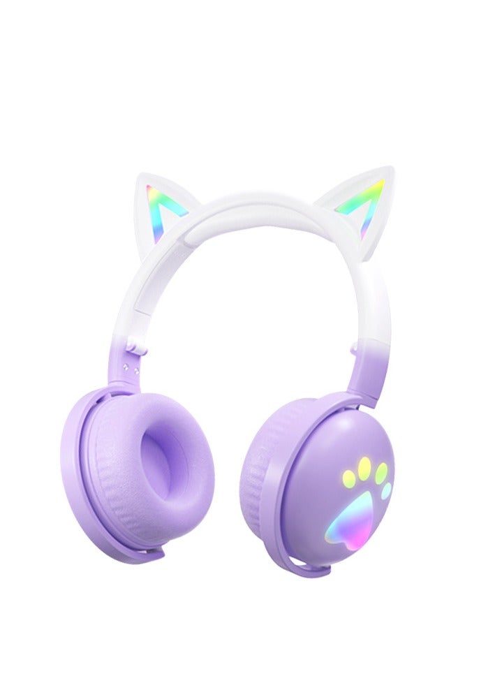 KE-28 Headphone Cute Computer Gaming Over Ear Wireless Headphones Bluetooth Headset Purple