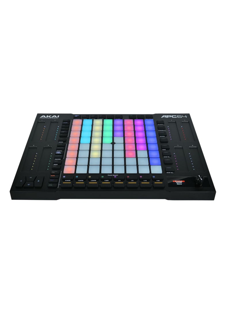 AKAI Professional APC64 Ableton MIDI Controller with 8 Touch Strips, Step Sequencer, 64 RGB Velocity-Sensitive Pads, CV Gates, MIDI In & Out, USB-C