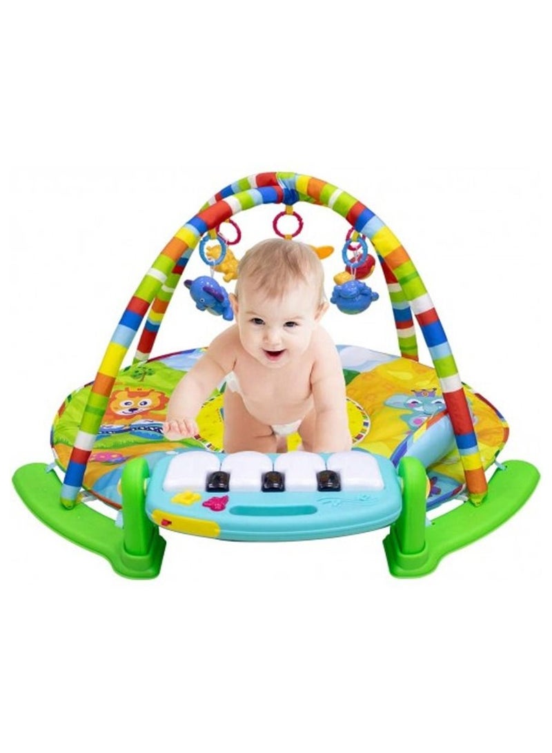 Baby Activity Gym Rack Piano Fitness Playmat with 5 Activity Sensory Toys Newborn Baby Activity Center for Girl and Boy