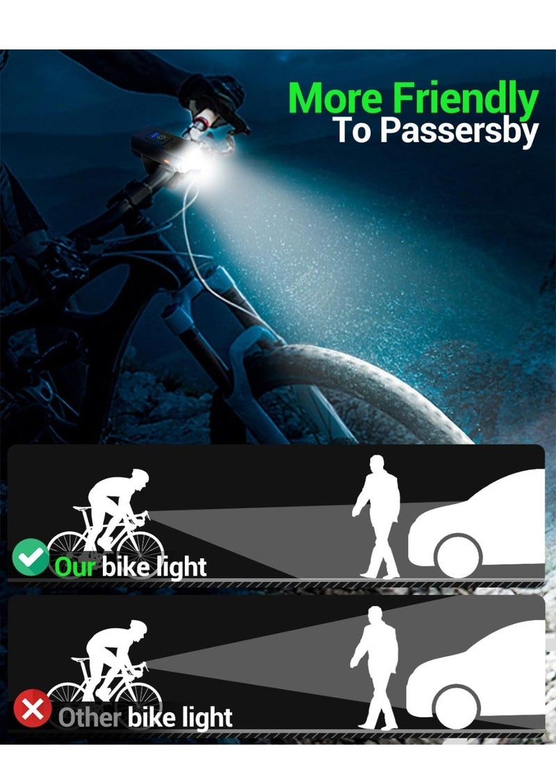 Bike Light High Lumens Super Bright Bicycle Light 6+4 Modes USB Rechargeable Bike Headlight & Tail Light Set, Waterproof Safety Bike Front & Rear Light for Road, Mountain, Night Riding