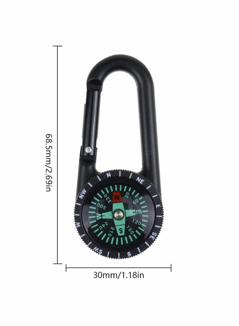 Compass Carabiner, 2Pcs Climbing Carabiner Outdoor Self Locking Carabiner Clip Hook Keychain for Travelling Hunting Hiking Camping (Black/Gold)