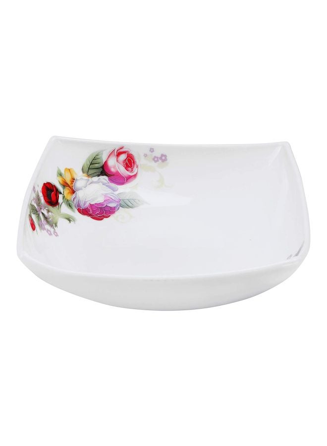 71-Piece Dinner Set White/Pink 3xSquare Serving Plate(15cm), 12xSquare Dinner Plates (13cm), 12xSquare Soup Plates (10 cm), 12xSquare Dessert Plates (8.5 cm), 3xSquare Serving Bowls (11.5 cm), 12xSquare Salad Bowls (6.5 cm), 12xSoup Spoon, 3xRice Spoon, 2xPepper And Saltinch