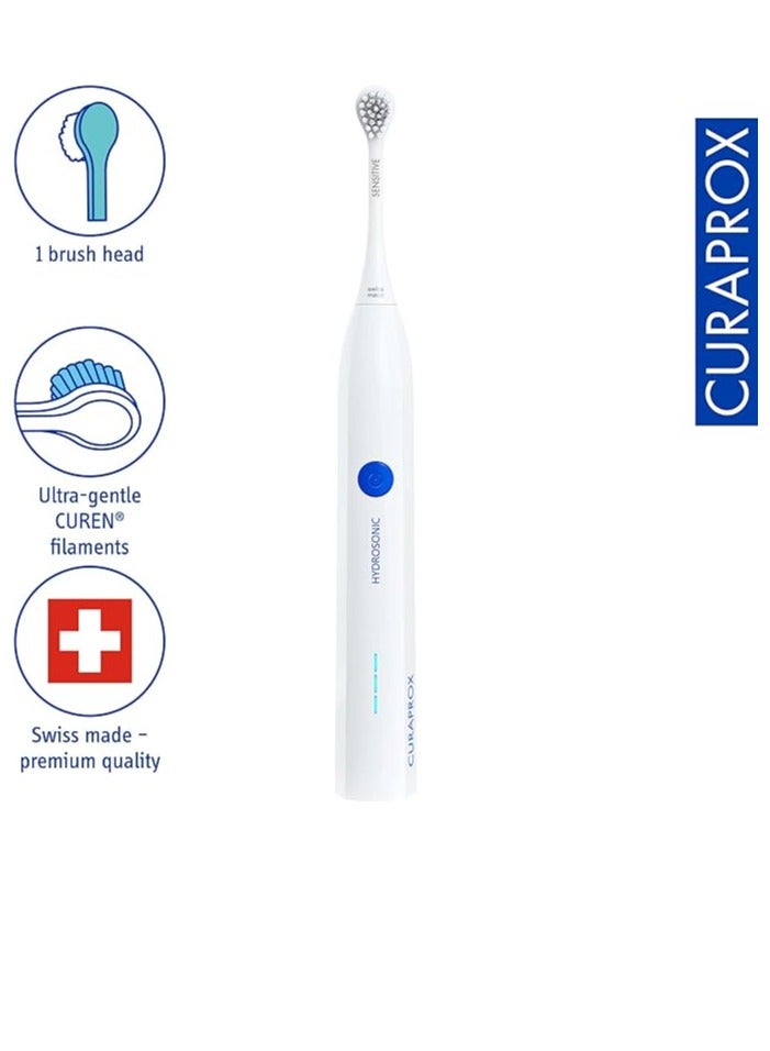 Curaprox Hydrosonic Easy Toothbrush - Curaprox Electric Toothbrush for Adults with 3 Cleaning Levels