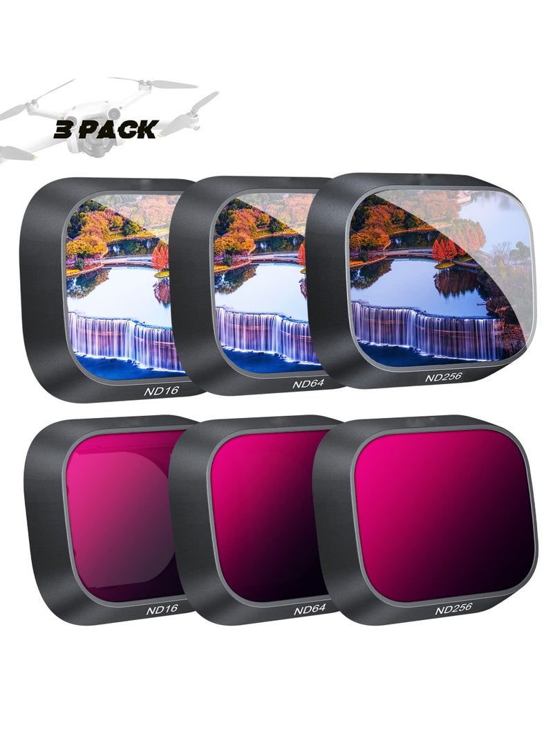 Drone Accessories ND Filters Compatible with DJI Mini 3 Pro/RC, Multi Coated Filters 3 Pack Standard ND16+ND64+ND256 Beautify Photography Lens Filter