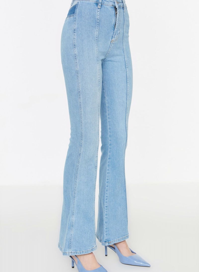 Colorblock High Waist Flared Jeans