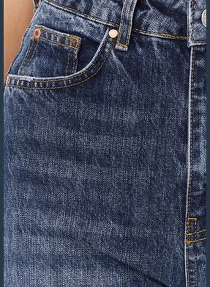 Dark Blue Normal Waist Wide Leg Jeans TWOSS24JE00068